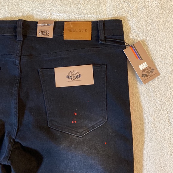 Reelistik NWT Red Paint Skinny Jeans - 40x32 Designer Men’s Jeans Black Jeans - Picture 8 of 8